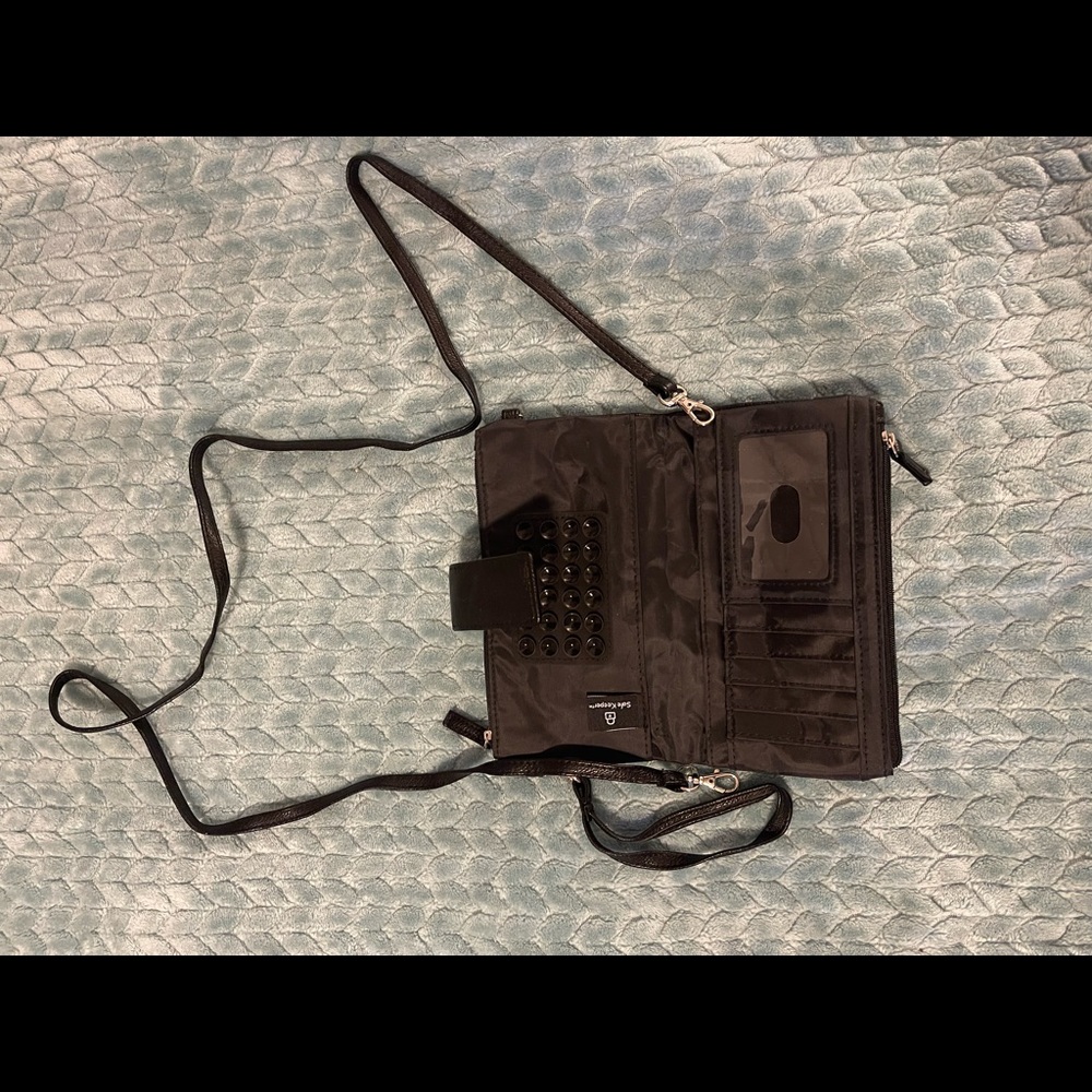 Black leather mini clutch/crossbody bag